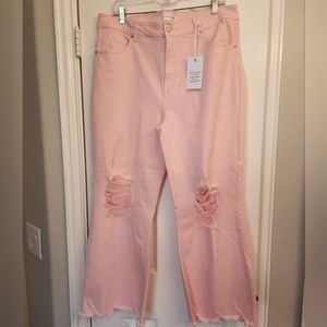 Light Pink Distressed Jeans by Risen sz 1x